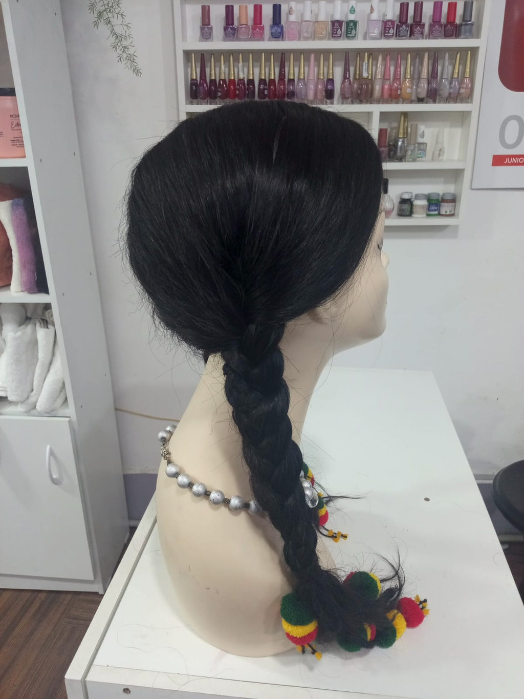 Peluca natural 100% Humana con Trenzas – Línea Media Delantera y Posterior
