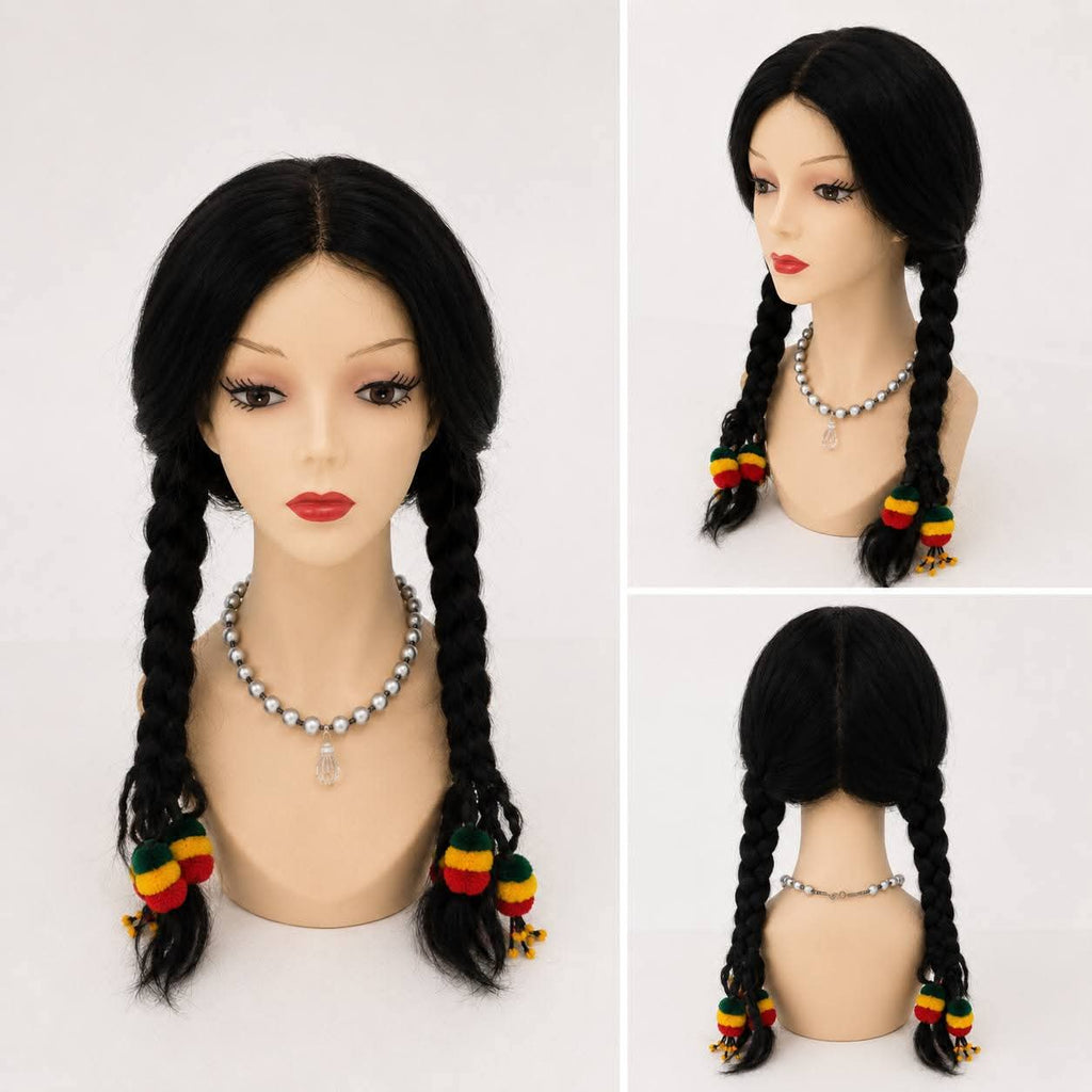 Peluca natural 100% Humana con Trenzas – Línea Media Delantera y Posterior