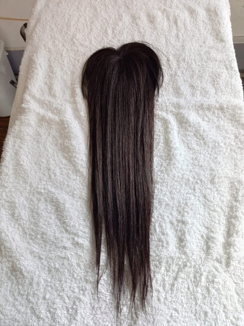 Topper de cabello 100% natural color castaño oscuro con cerquilloqie