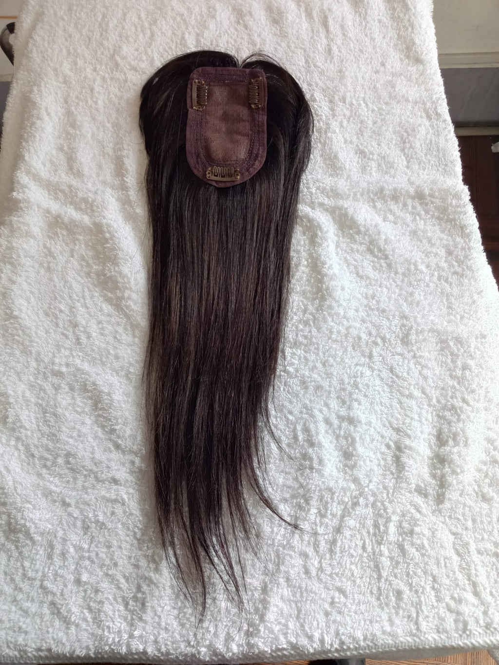 Topper de cabello 100% natural color castaño oscuro con cerquilloqie