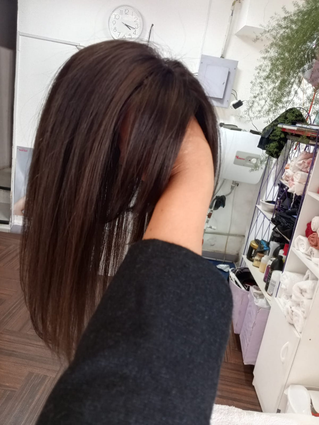 Topper de cabello 100% natural color castaño oscuro con cerquilloqie