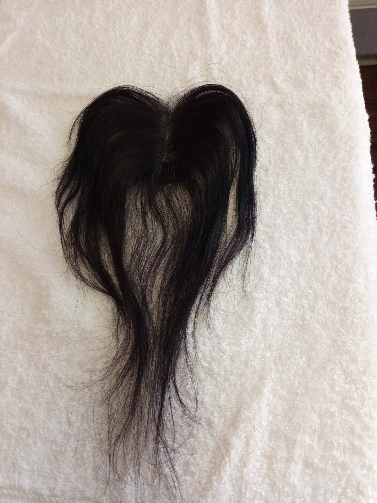 Topper de Cabello 100% Humano Corto Negro - vista posterior