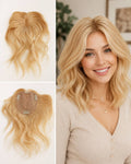 Topper Natural Rubio Claro Ondulado - collage con modelo