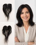 Topper de Cabello 100% Humano Corto Negro - vista con modelo