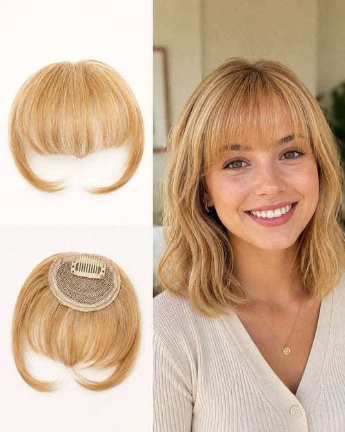Topper Cerquillo Natural Rubio Cenizo - collage con modelo