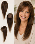 Topper 100% Natural Castaño Cenizo con Cerquillo - collage con modelo
