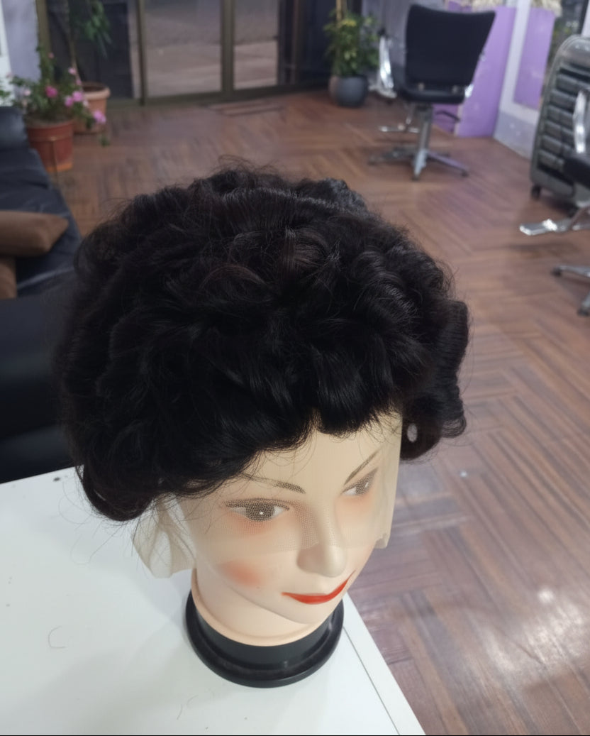 Peluca corta negra cabello Humano