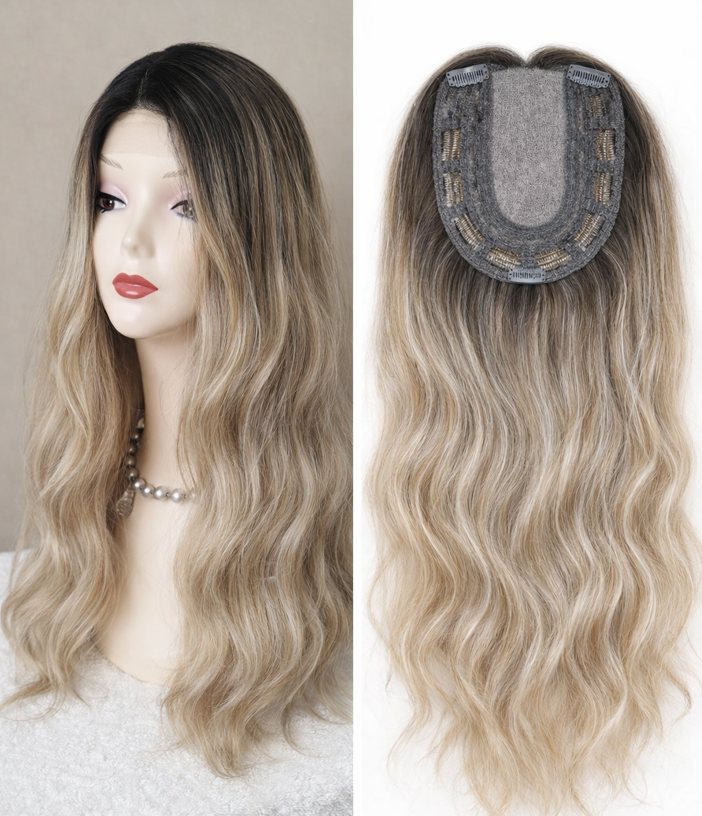 Topper sintetico rubio efecto balayage 55-60 cm