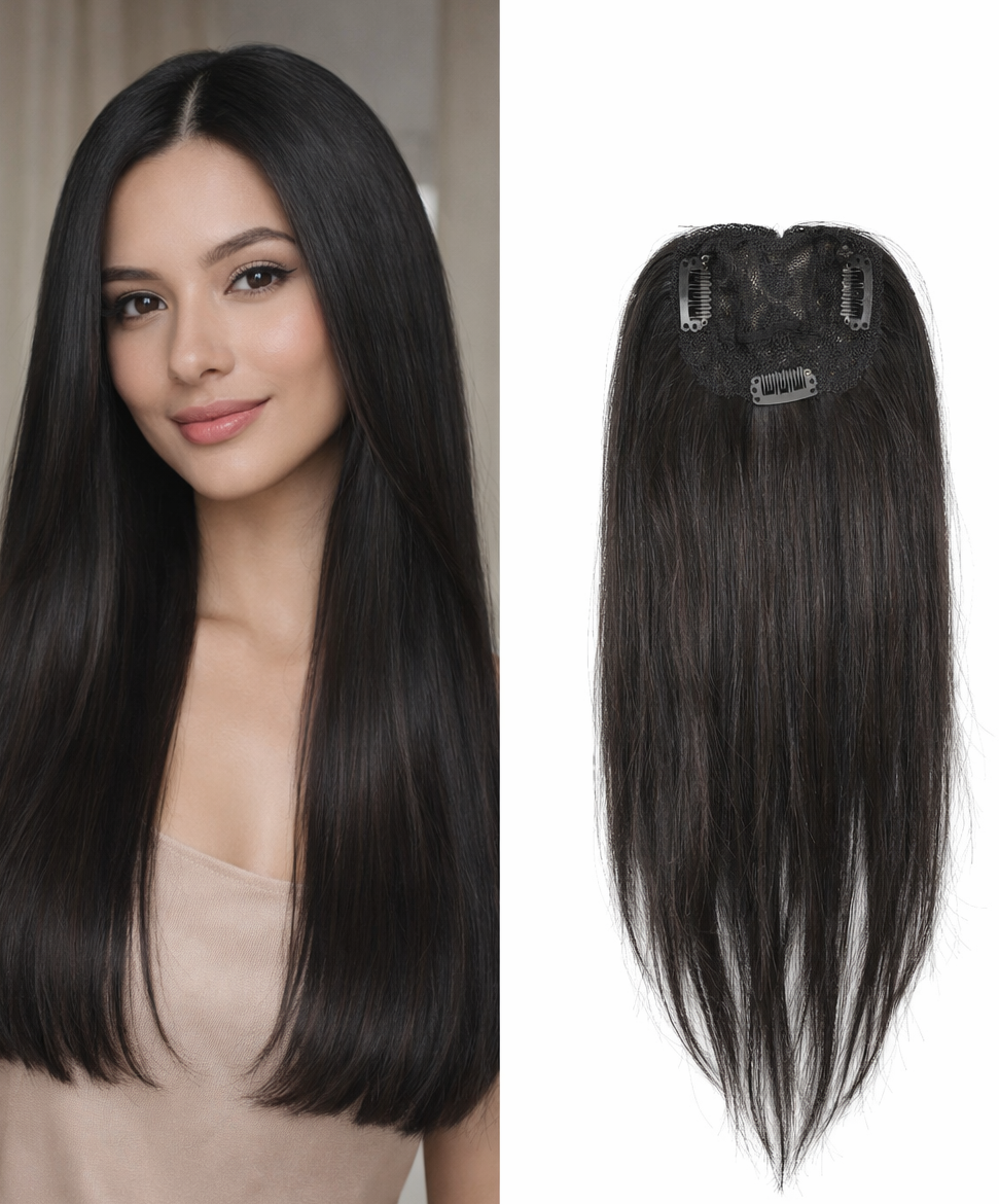 Topper de Cabello 100% Natural lacio sin Cerquillo 50-55 cm