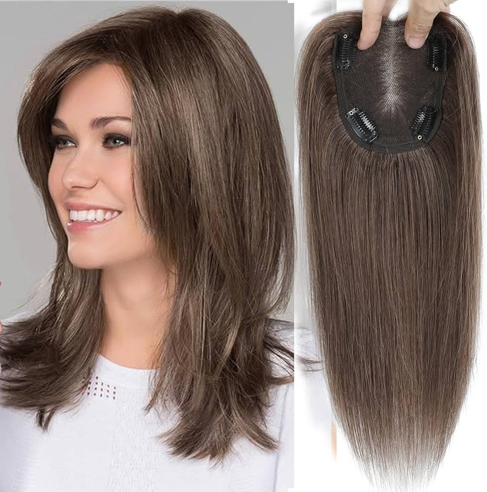 Topper cabello natural castaño mediano