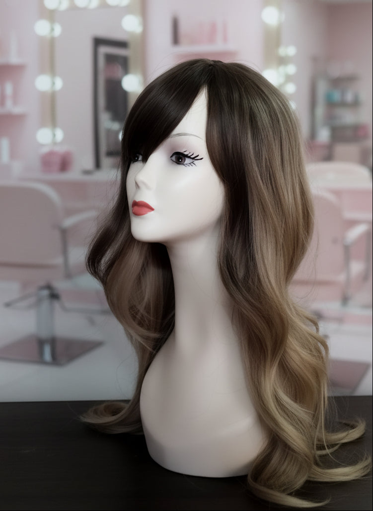 Peluca sintética balayage ondulada