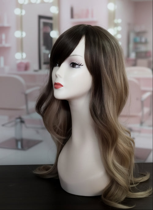 Peluca sintética balayage ondulada