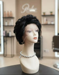 Peluca negra cabello 100% natural corta - Estilo clásico europeo