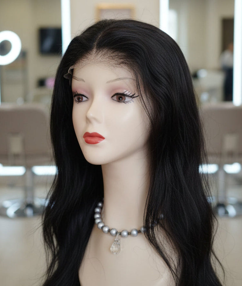 Peluca negra cabello 100% natural 70 - 75 cm