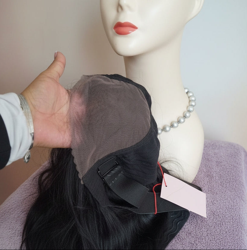 Peluca negra cabello 100% natural 70 - 75 cm