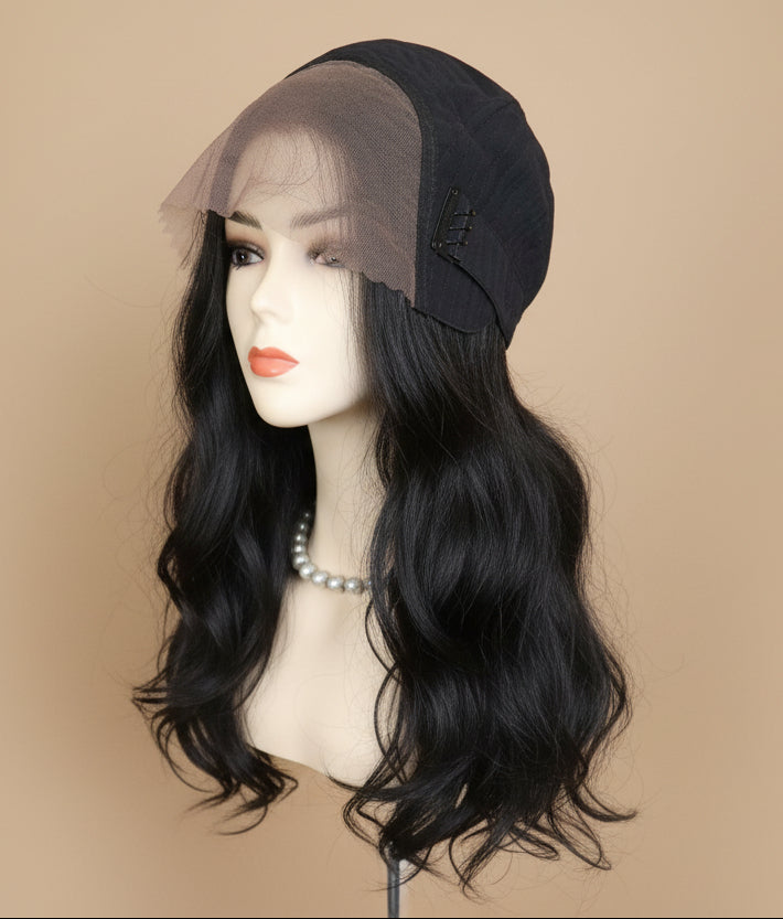 Peluca negra cabello 100% natural 70 - 75 cm