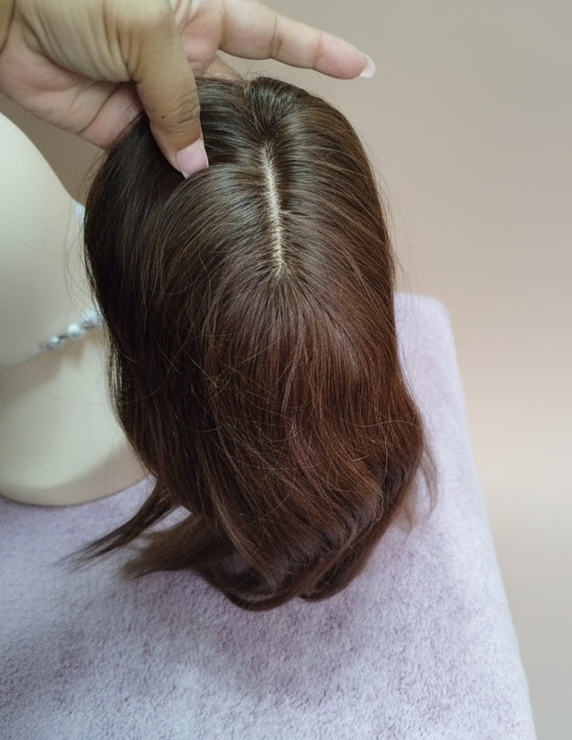 Topper cabello natural castaño mediano