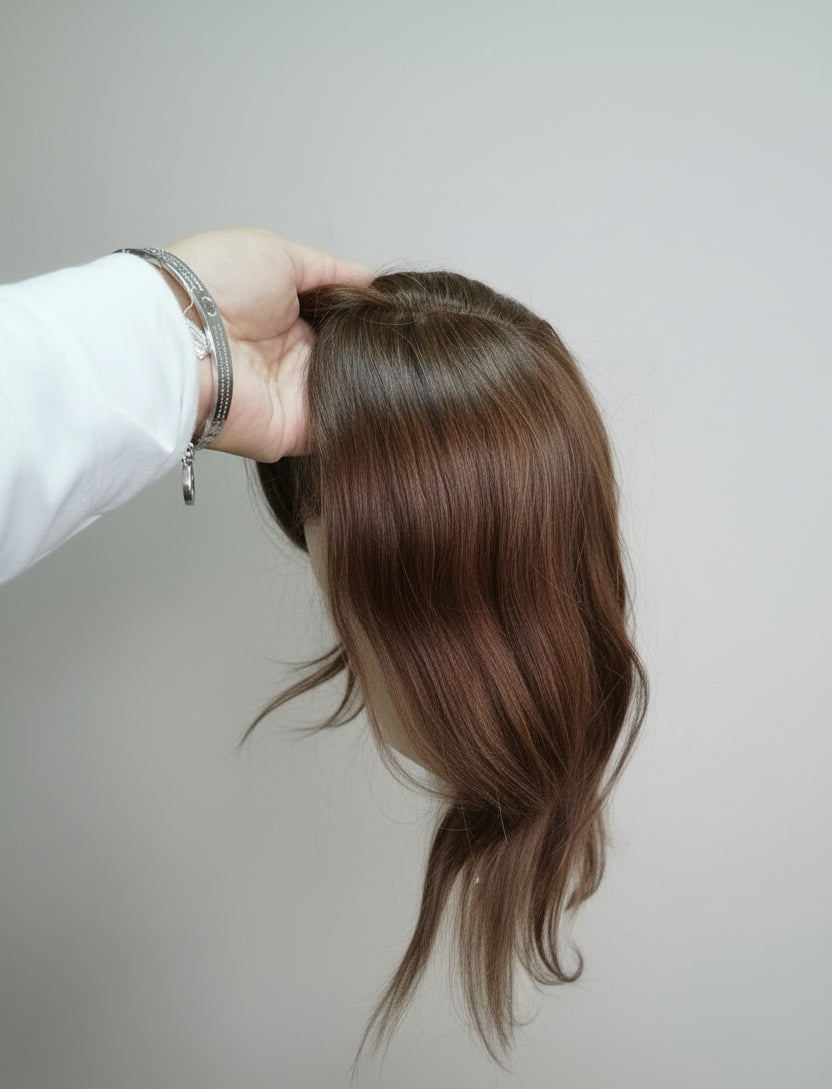 Topper cabello natural castaño mediano