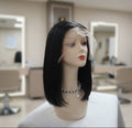 Peluca sintetica negra corte Bob lace front entera