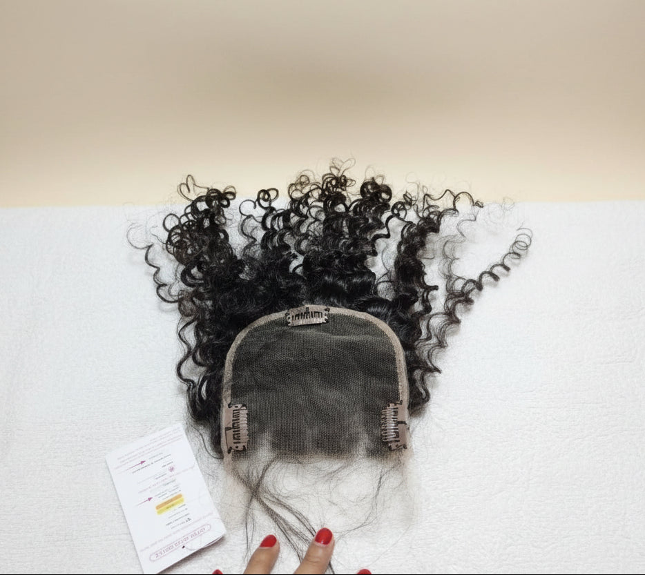 Topper 100% natural color negro lace Front crespa