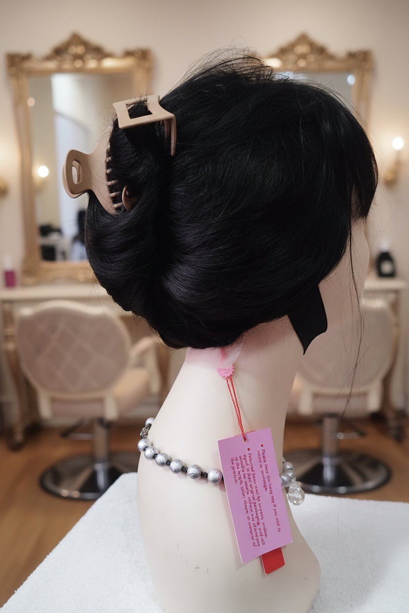 Peluca de cabello natural con cerquillo lace frontal y lace posterior
