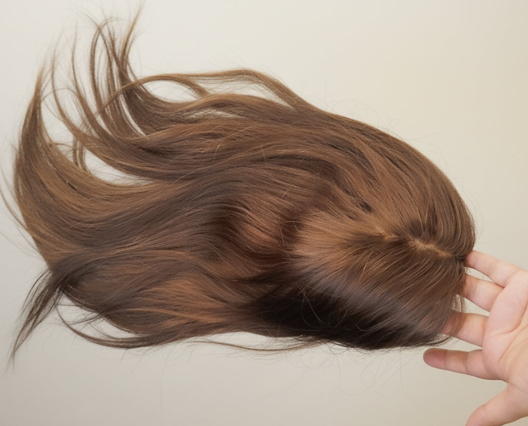 Topper Capilar Natural 50-55 cm – Color Castaño Sin Cerquillo