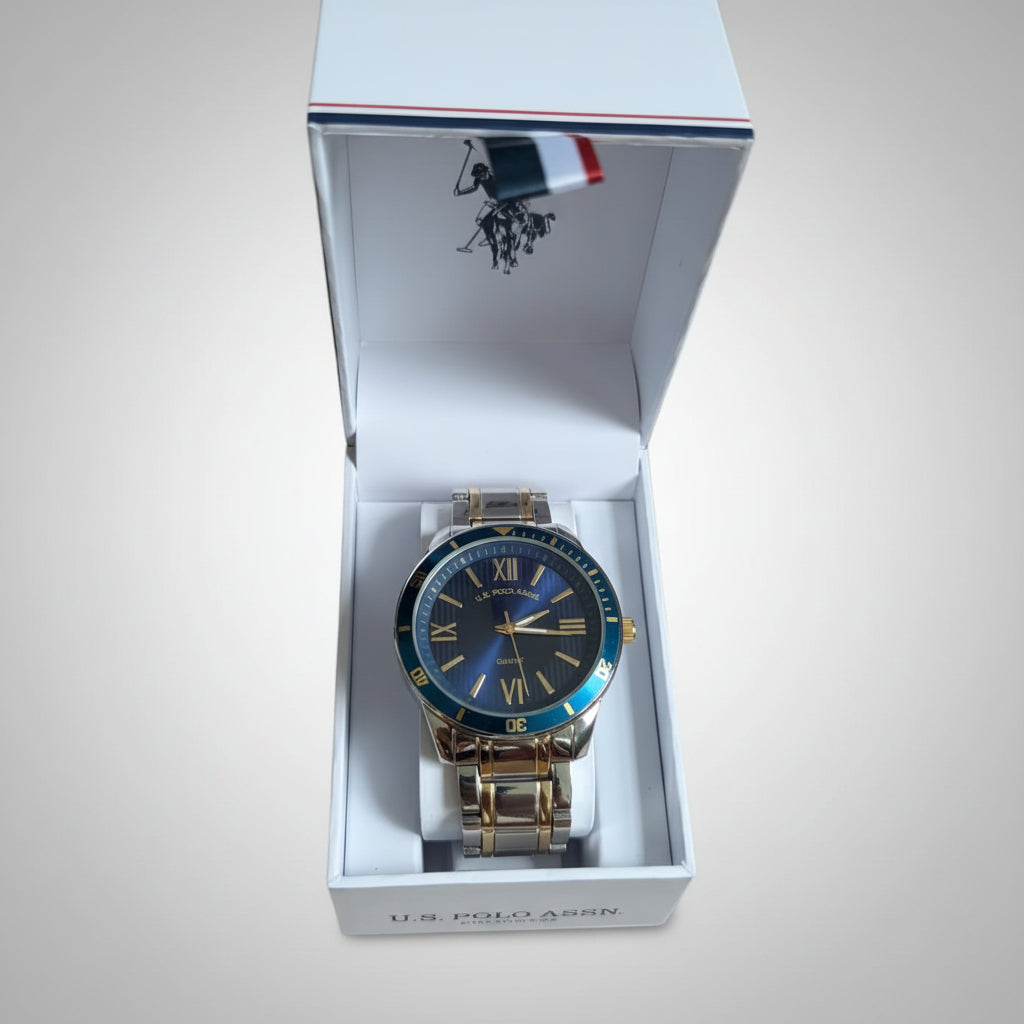 Reloj analogico U.S. Polo ASSN. Diseño Bitono