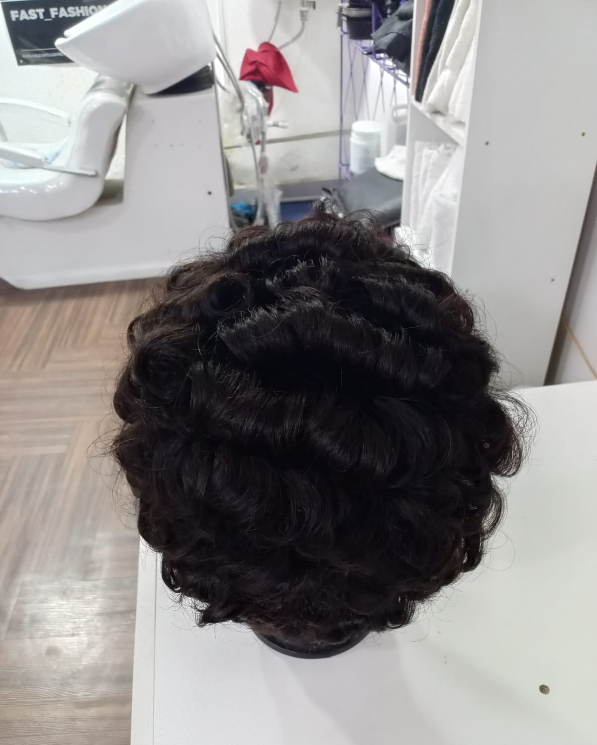 Peluca corta negra cabello Humano