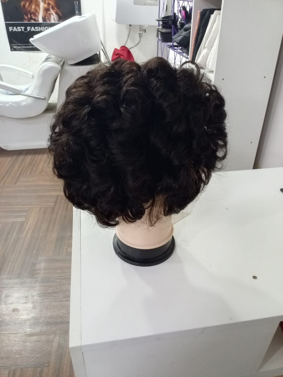 Peluca corta negra cabello Humano