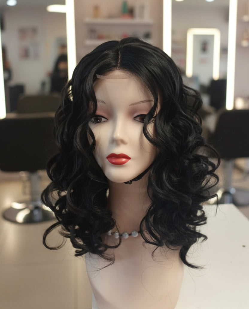Peluca sintética Lace front 50 cm ondulada