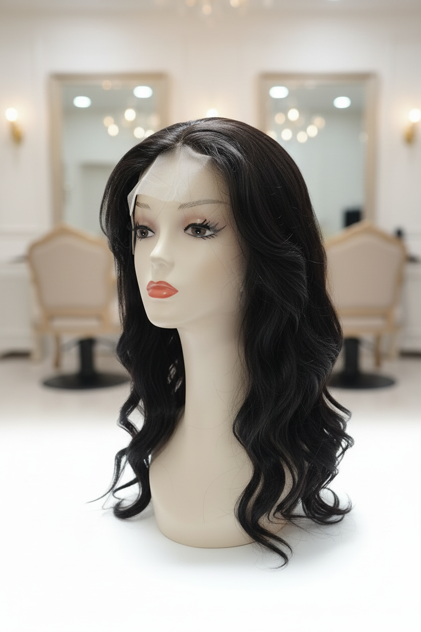 Topper Sintético Negro Lace Front - Vista Lateral