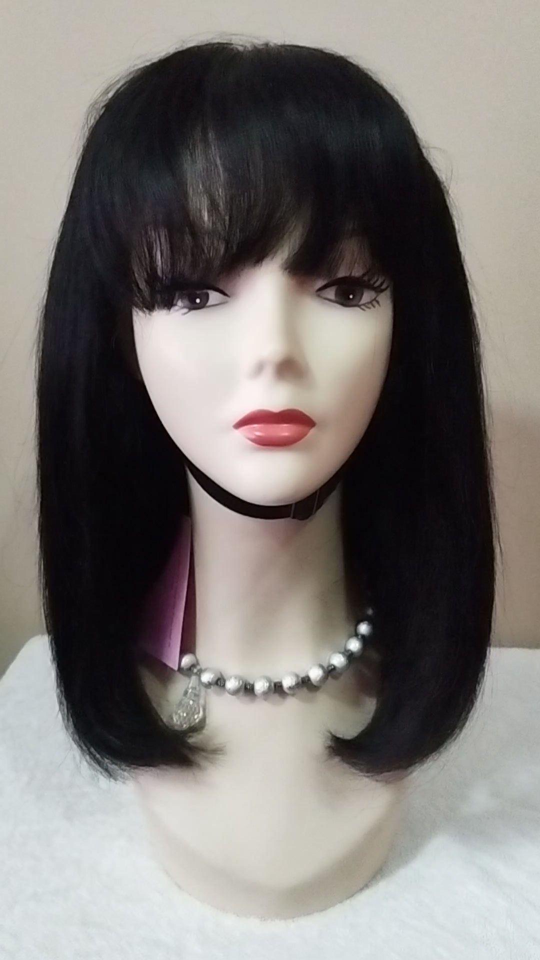 Peluca de cabello natural con cerquillo lace frontal y lace posterior