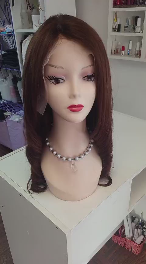 Peluca de Cabello Natural 100% Humano – Castaño Mediano