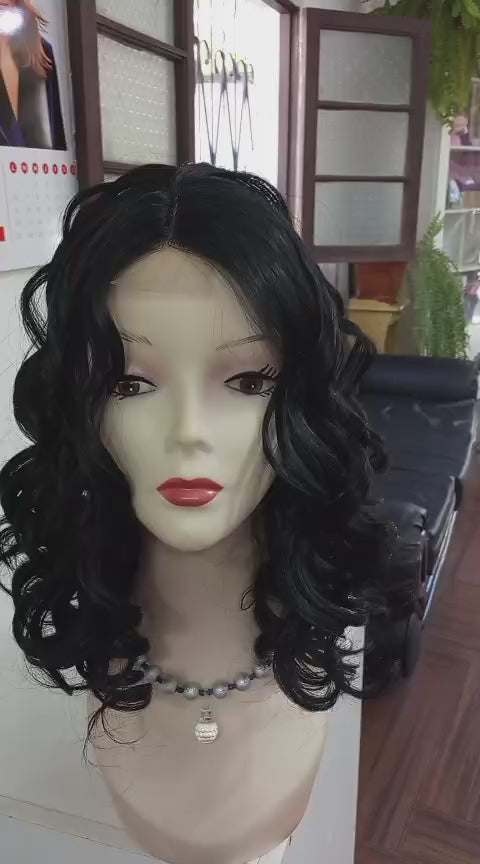Peluca sintética Lace front 50 cm ondulada