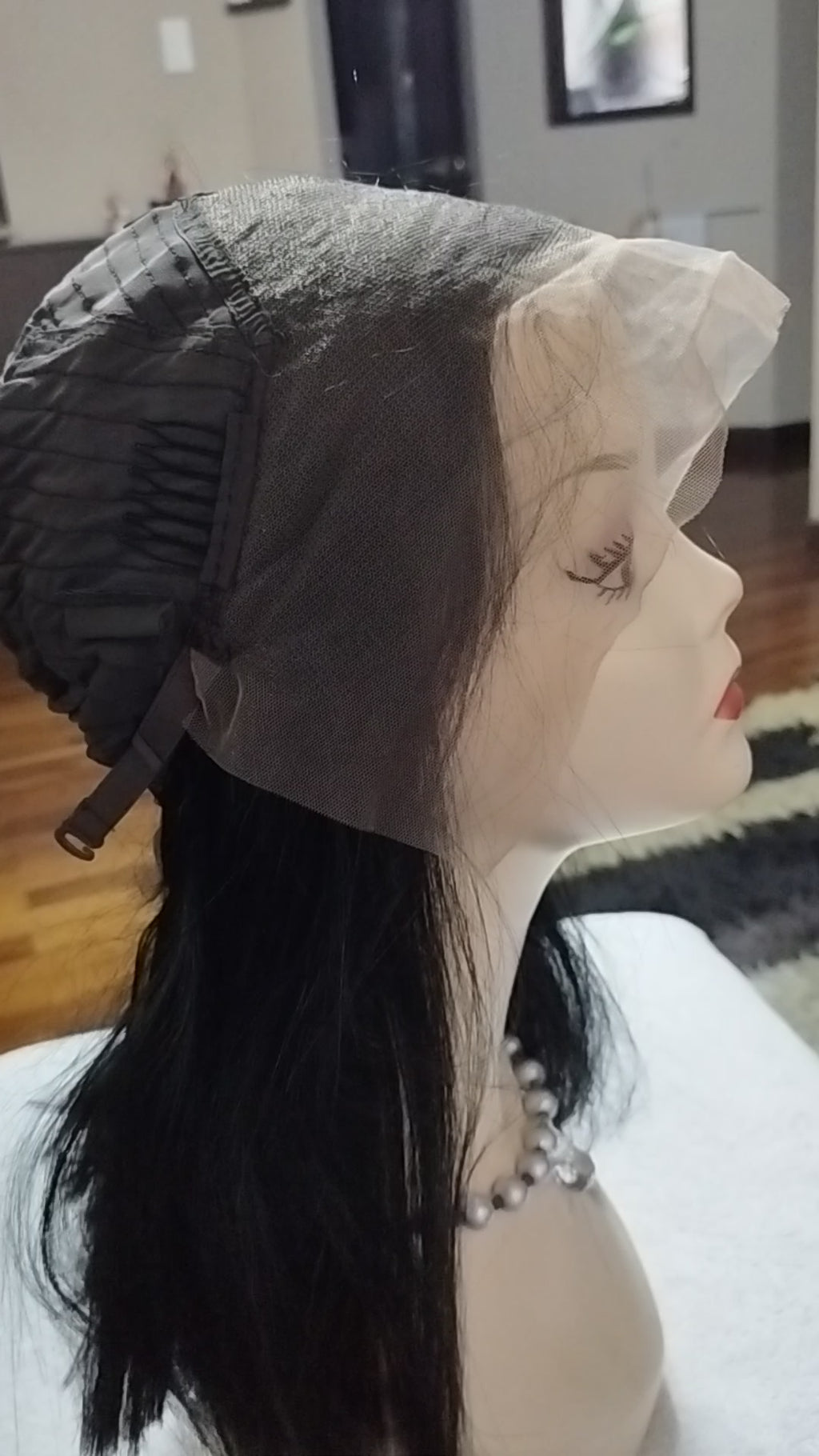 Peluca sintetica negra corte Bob lace front entera