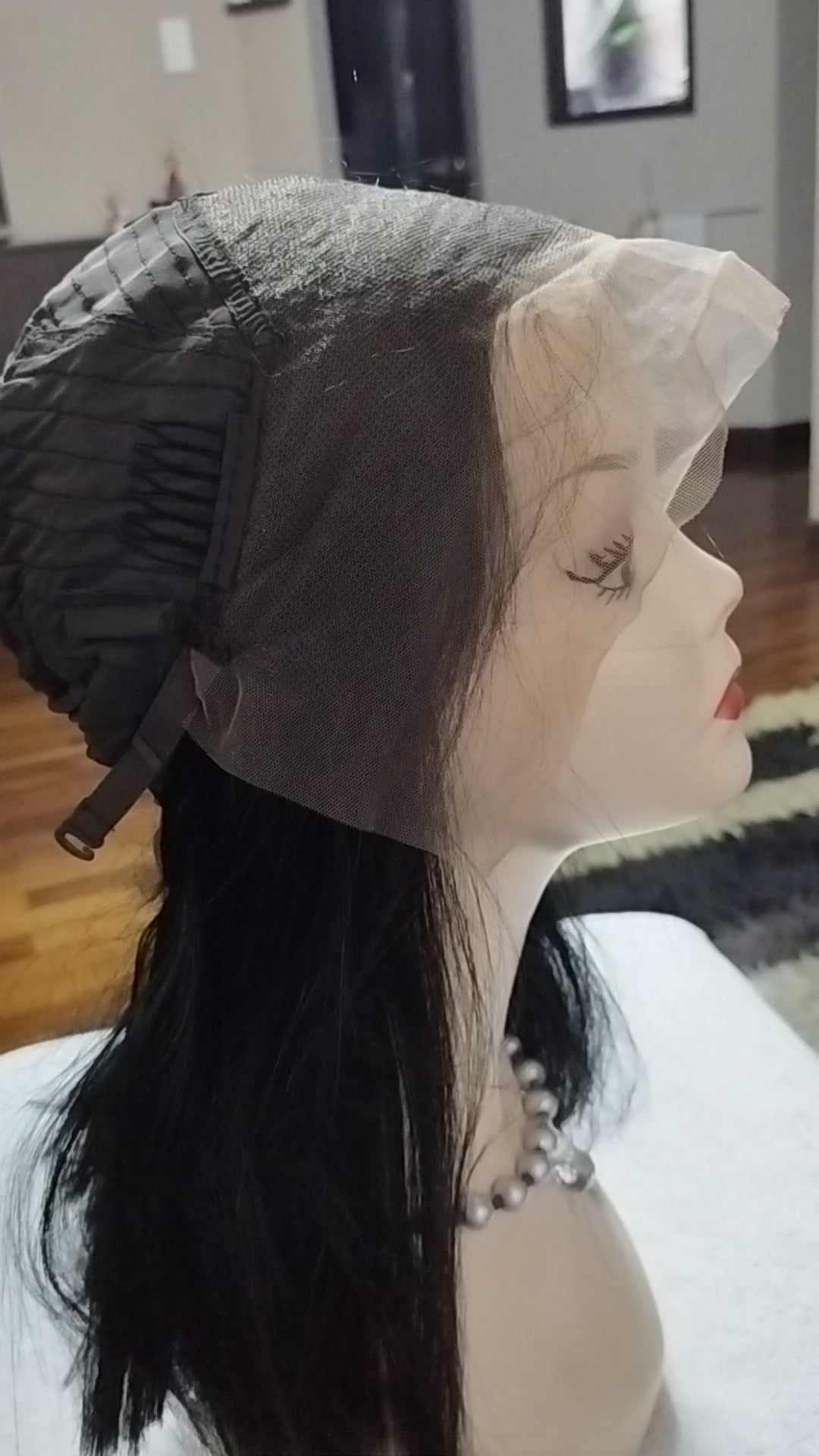Peluca sintetica negra corte Bob lace front entera