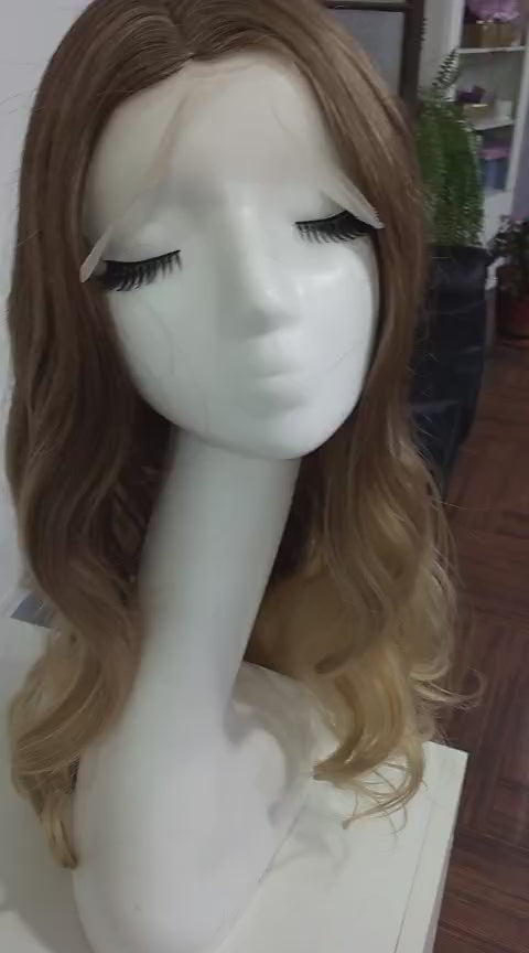 Peluca Sintética Lace Front Rubia Efecto Balayage