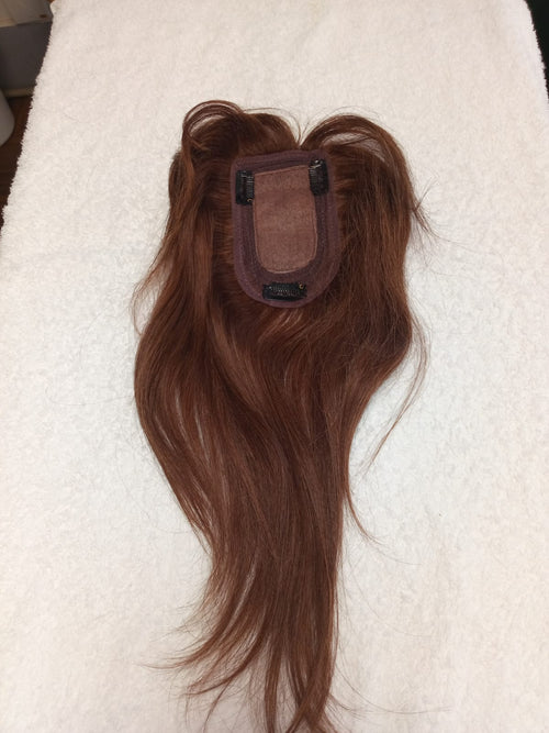 Topper de cabello 100% humano castaño mediano, 30 a 35 cm