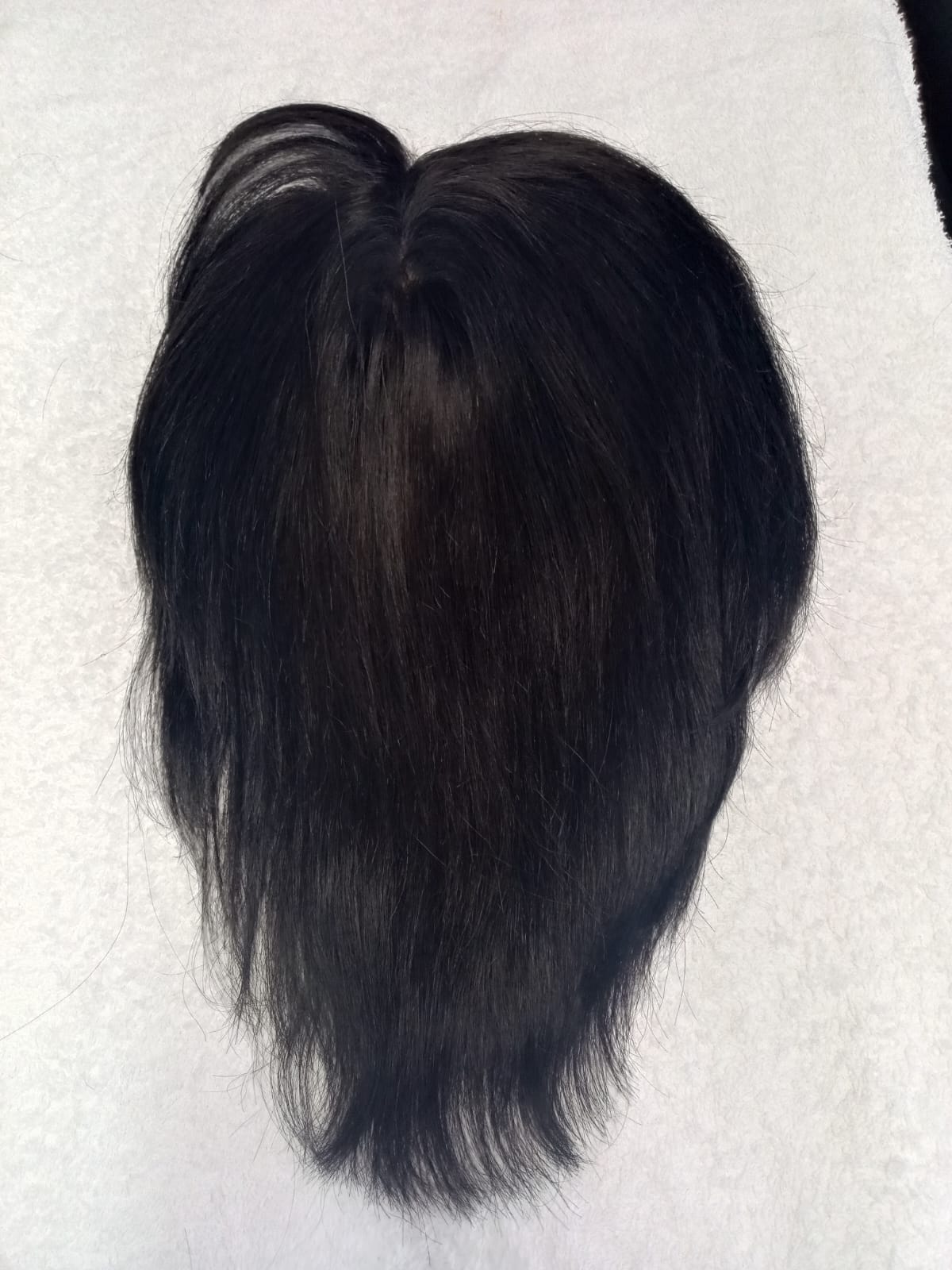 Topper de cabello 100% natural 35–40 cm, color negro castaño oscuro