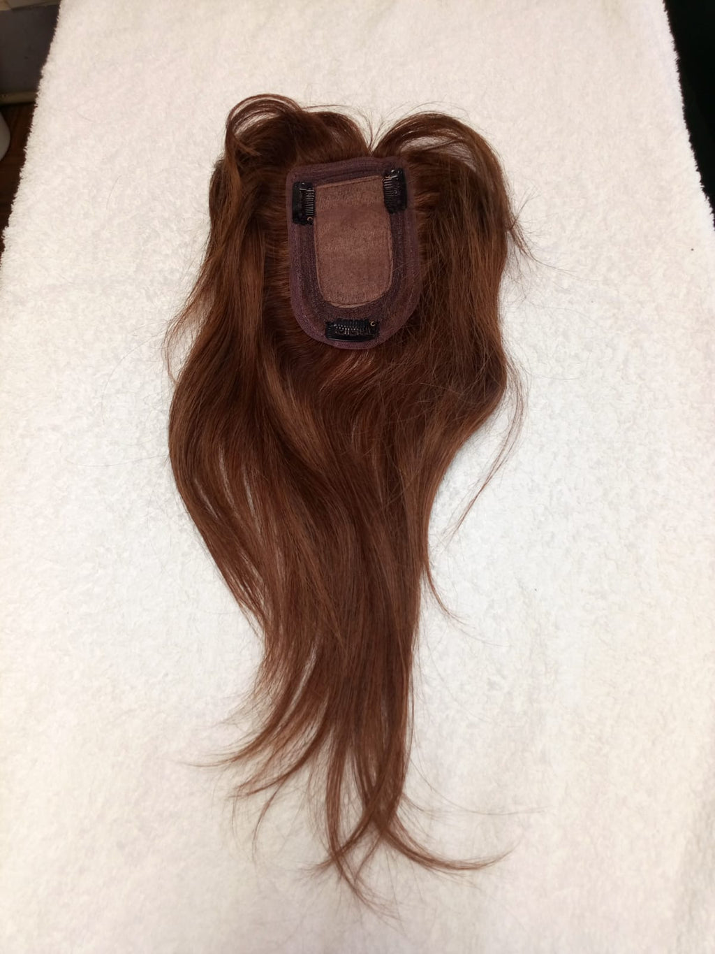 Topper de cabello 100% humano castaño mediano, 30 a 35 cm