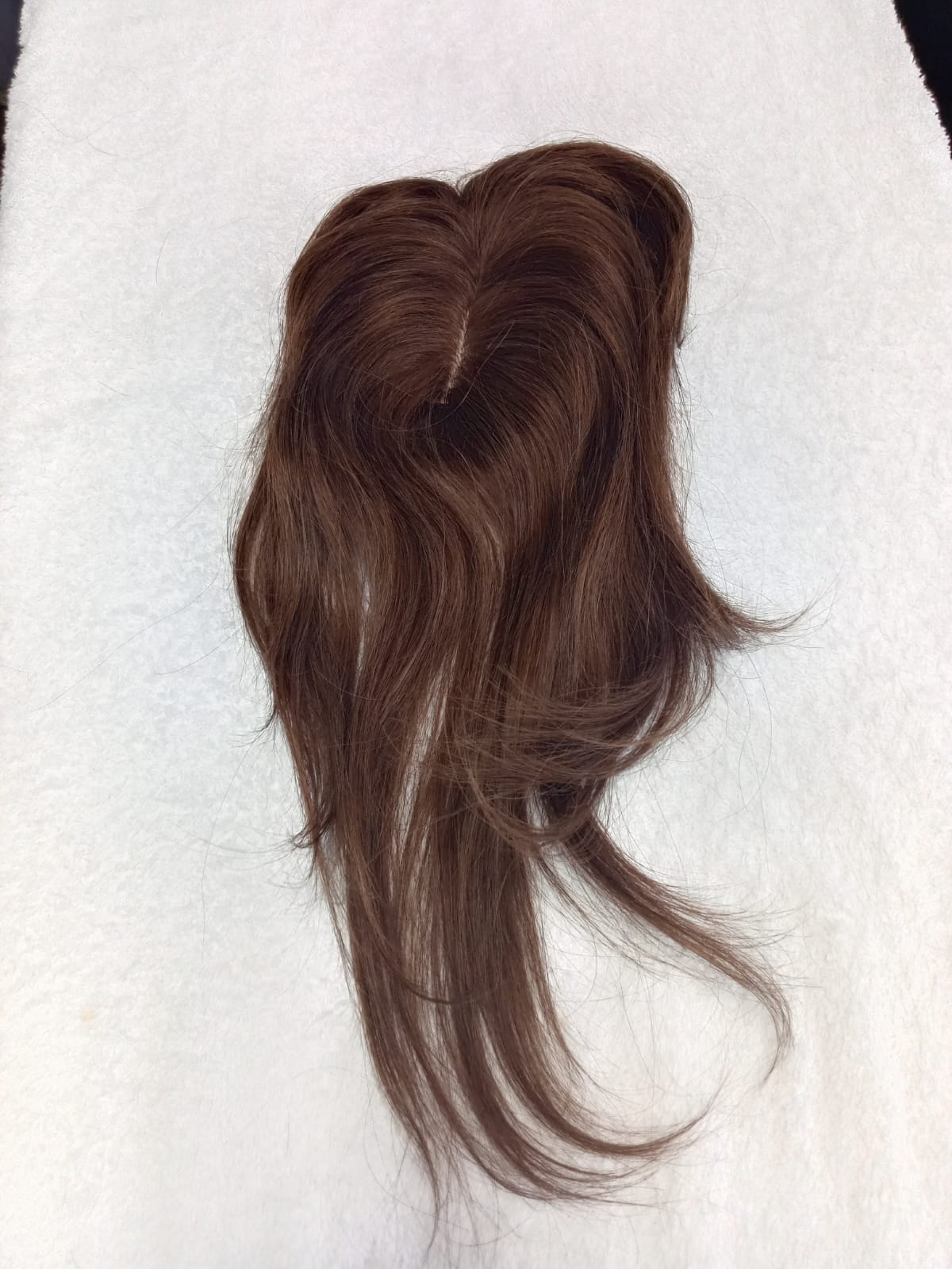 Topper de cabello 100% humano castaño mediano, 30 a 35 cm