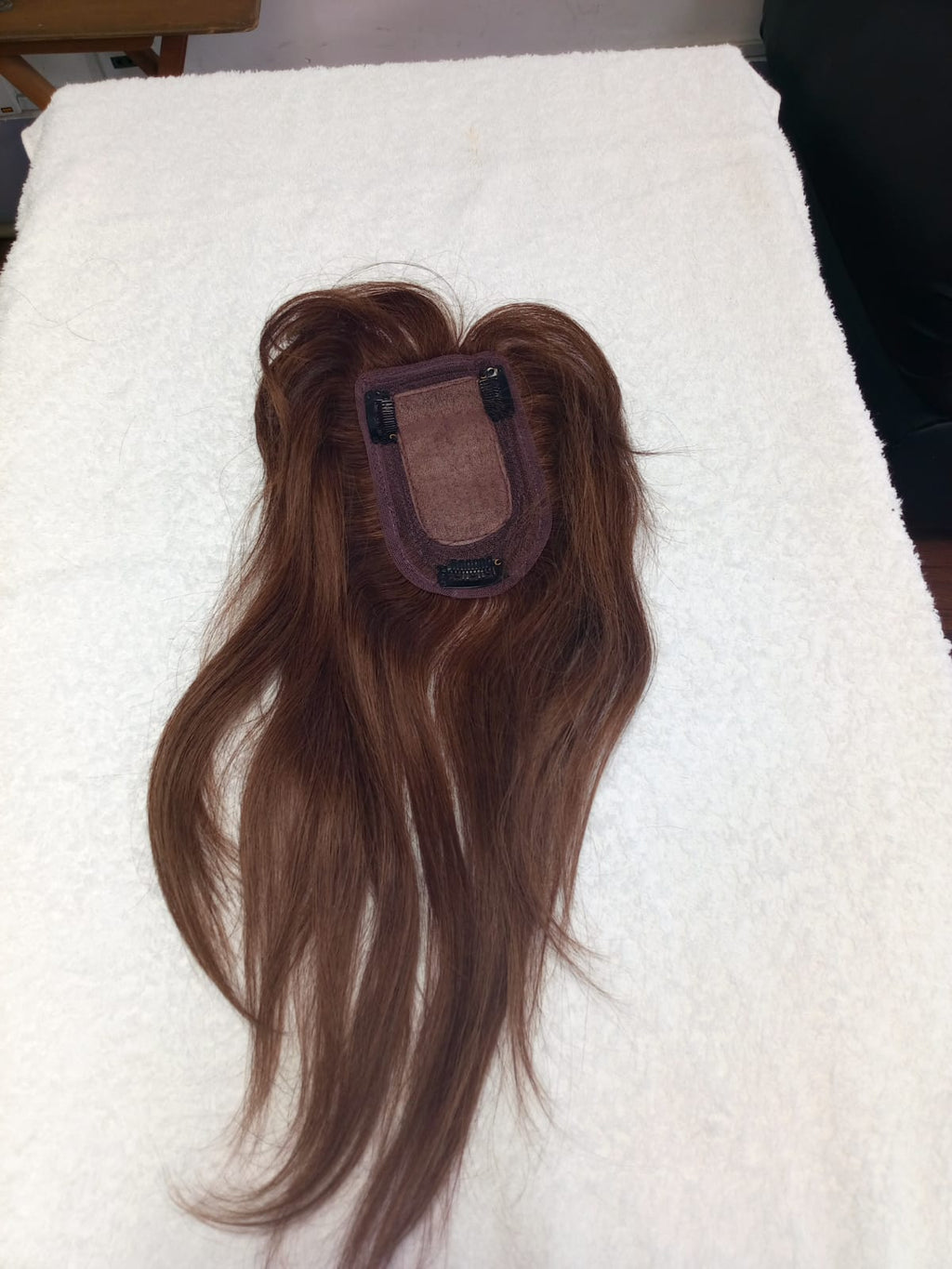 Topper de cabello 100% humano castaño mediano, 30 a 35 cm