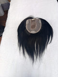 Topper de cabello 100% humano, 25 a 30 cm, color castaño oscuro