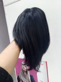 Topper de cabello 100% natural 35–40 cm, color negro castaño oscuro