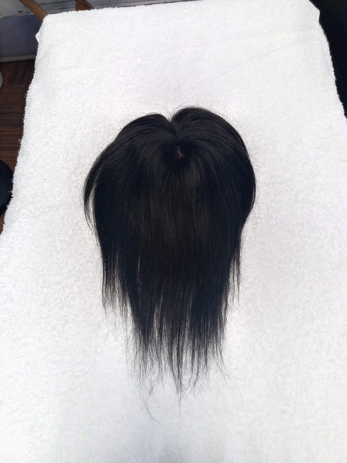 Topper de cabello 100% humano, 25 a 30 cm, color castaño oscuro